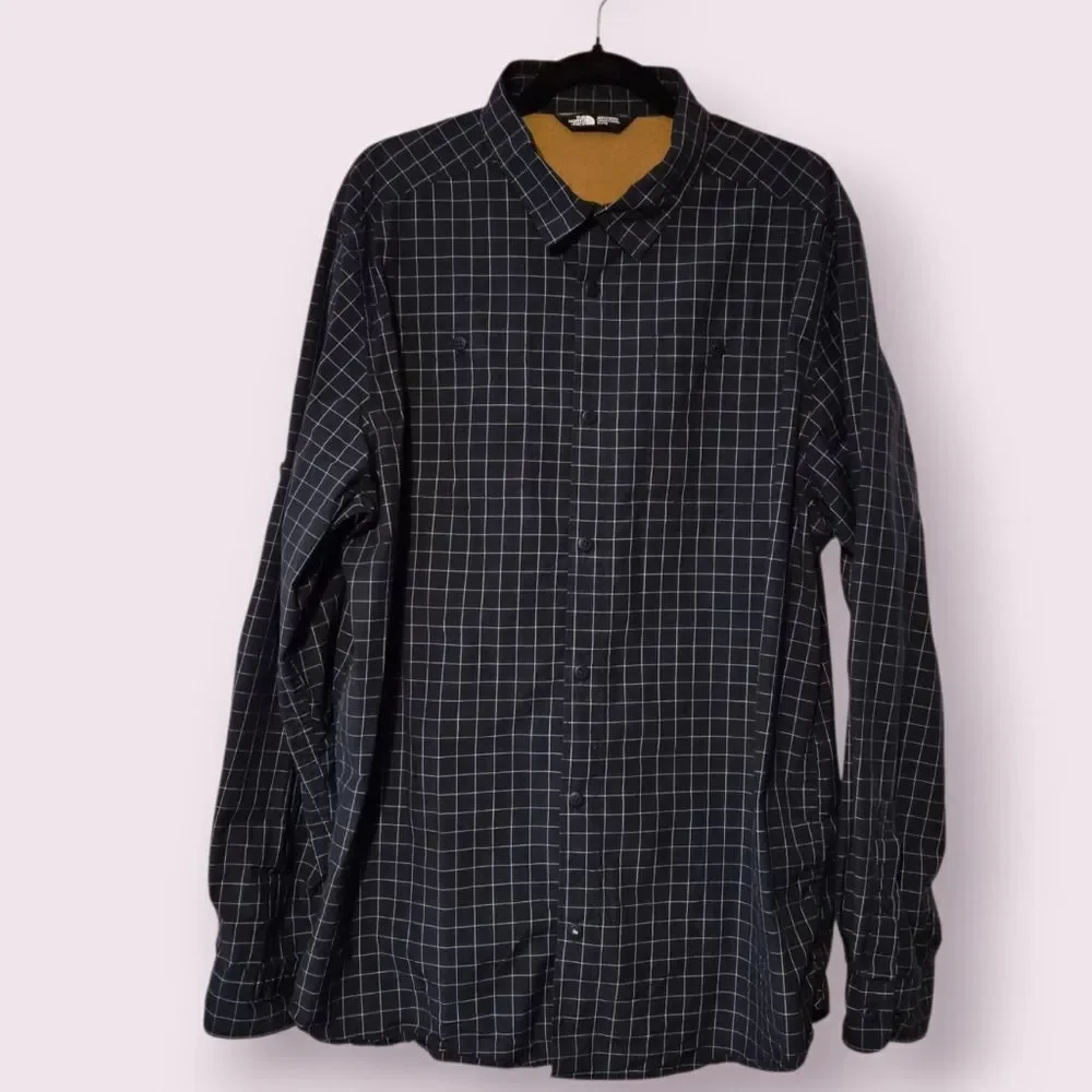 The Northface Button Up Shirt Mens XL Long Sleeve Check Casual Vented Back | EUC
